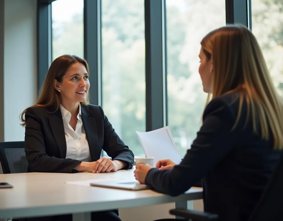 Executive coaching session in modern office